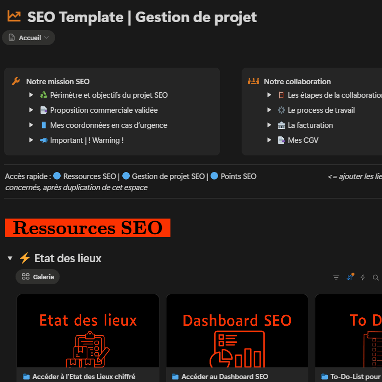 template d'audit seo et de gestion de projet pour votre référencement naturel