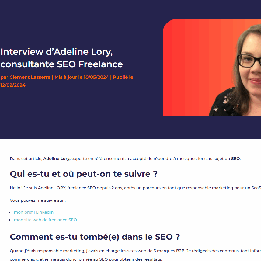 interview d'adeline lory, experte en référencement naturel, chez clément lasserre